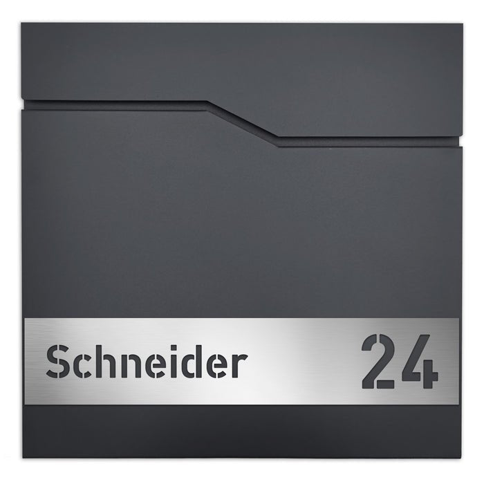 Briefkasten, personalisiert, Modell B7, Anthrazitgrau – GÜRTLER.shop